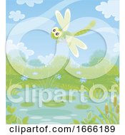 Poster, Art Print Of Dragonfly Over A Pond