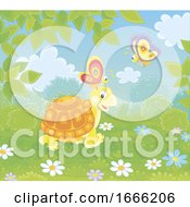 Poster, Art Print Of Tortoise And Butterflies