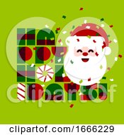 Christmas Card With Cute Santa Claus