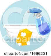 Household Chores Clean Bath Tub Illustration