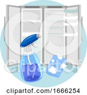 Household Chores Clean Refrigerator Illustration