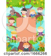 Poster, Art Print Of Kids Study Tree Board Background Illustration
