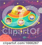 Poster, Art Print Of Kids Study Space Ship Illustration