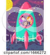 Poster, Art Print Of Kids Space Ship Launch Illustration