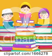 Poster, Art Print Of Kids Muslim Read Books Illustration