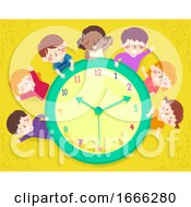 Poster, Art Print Of Kids Happy Clock Illustration