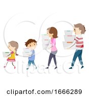 Stickman Family Carrying Containers Organizing