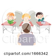 Poster, Art Print Of Kids Not Paying Attention To Teacher Illustration