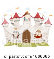 Poster, Art Print Of Kids Medieval Castle Windows Illustration