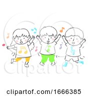Poster, Art Print Of Kids Sing Dance Illustration