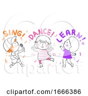 Poster, Art Print Of Kids Sing Dance Learn Illustration