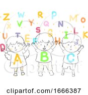 Poster, Art Print Of Kids Shower Alphabet Illustration