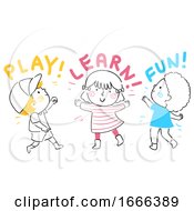 Poster, Art Print Of Kids Play Learn Fun Illustration