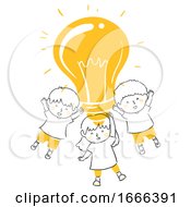 Poster, Art Print Of Kids Idea Light Bulb Illustration