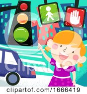 Poster, Art Print Of Kid Girl Traffic Signs Dangers Awareness