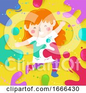 Kid Girl Colors Splats Illustration