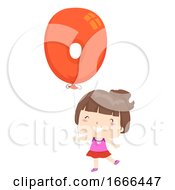 Poster, Art Print Of Kid Girl Balloon Number Zero Illustration