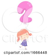 Poster, Art Print Of Kid Girl Balloon Number Two Illustration