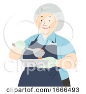 Poster, Art Print Of Senior Woman Cafeteria Worker Illustration
