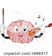 Poster, Art Print Of Brain Mascot Play Violin Illustration