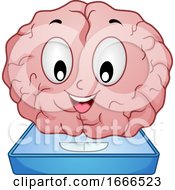 Poster, Art Print Of Mascot Brain Weighing Scale Illustration