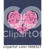 Poster, Art Print Of Brain Heart Shape Illustration