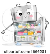 Mascot Refrigerator Messy Illustration