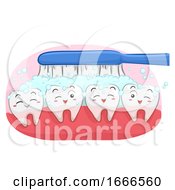 Happy Teeth Tooth Brush Mascot Illustration