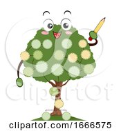Mascot Family Tree Pencil Write Illustration