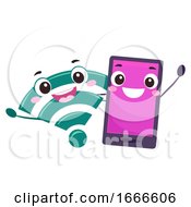Poster, Art Print Of Mascot Cellphone Wifi Signal Illustration