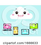 Poster, Art Print Of Mascot Cloud Hosting Gadgets Illustration