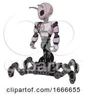 Poster, Art Print Of Bot Containing Grey Alien Style Head And Black Eyes And Bug Antennas And Light Chest Exoshielding And Chest Valve Crank And Insect Walker Legs Sketch Pad Doodle Lines
