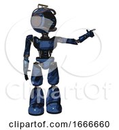 Poster, Art Print Of Mech Containing Digital Display Head And Sleeping Face And Led And Protection Bars And Light Chest Exoshielding And Ultralight Chest Exosuit And Light Leg Exoshielding Grunge Dark Blue