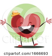 Poster, Art Print Of Big Red Heart With A Yellow Hat Laughing With Arms Wide Open