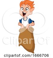 Poster, Art Print Of Boy Jumping In A Potato Sack
