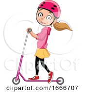 Girl Playing With A Scooter
