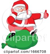 Poster, Art Print Of Santa Sitting On His Sack And Hitchhiking