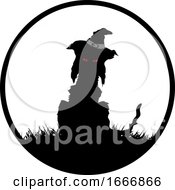 Poster, Art Print Of Silhouetted Witch Cat In A Circle