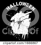 Poster, Art Print Of Halloween Background With Grunge And Spider Silhouette