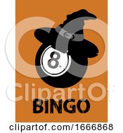 Poster, Art Print Of Halloween Bingo Ball With Hat And Text