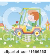 Poster, Art Print Of Boy On A Playground Truck