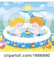 Poster, Art Print Of Children Playing In A Pool