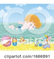 Poster, Art Print Of Boy Swimming In The Ocean
