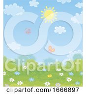 Poster, Art Print Of Spring Background With The Sun And Butterflies