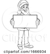 Poster, Art Print Of Young Santa Claus Holding Sign Christmas Cartoon