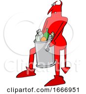 Poster, Art Print Of Devil Carrying A Garbage Can