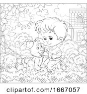 Poster, Art Print Of Boy Playing With A Puppy Dog