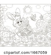 Poster, Art Print Of Female Bunny Carrying A Cake