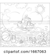 Poster, Art Print Of Toy Boat Near A Beach