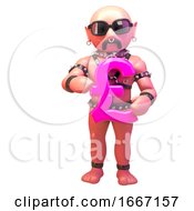 3d Fetish Gay Man In Leather Outfit Holding A UK Pounds Sterling Currency Symbol 3d Illustration